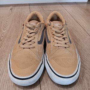 Vans Men’s Tan Suede Sneakers with Navy Stripe